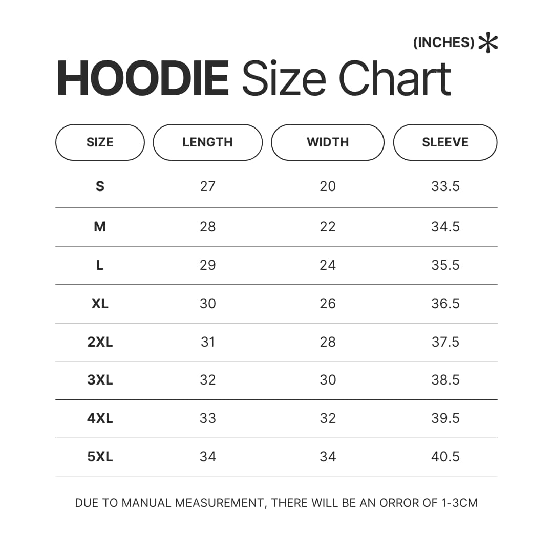 Hoodie Size Chart - Falling In Reverse Shop