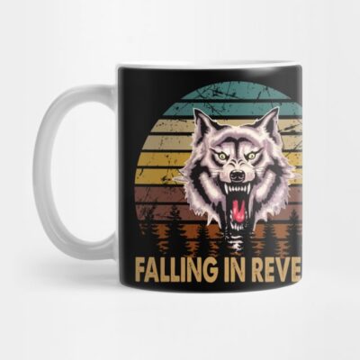 Wolf Face Falling In Reverse Tour Text White Black Mug Official Falling In Reverse Merch