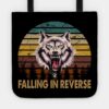 Wolf Face Falling In Reverse Tour Text White Black Tote Official Falling In Reverse Merch