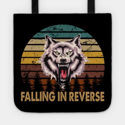 Wolf Face Falling In Reverse Tour Text White Black Tote Official Falling In Reverse Merch