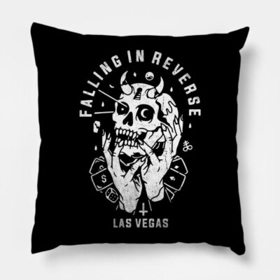 Skull Lasvegas Vintage Falling In Reverse Tour Bla Throw Pillow Official Falling In Reverse Merch