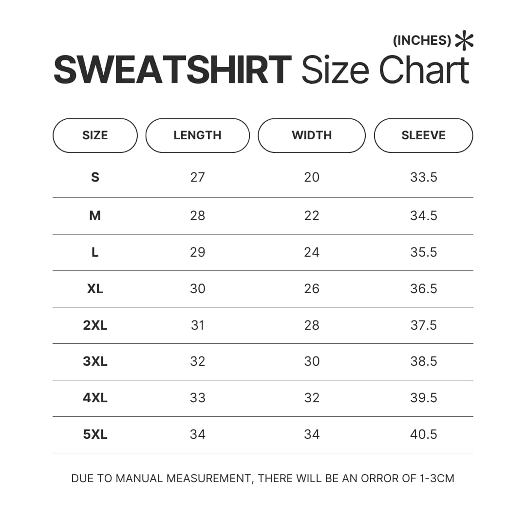 Sweatshirt Size Chart - Falling In Reverse Shop